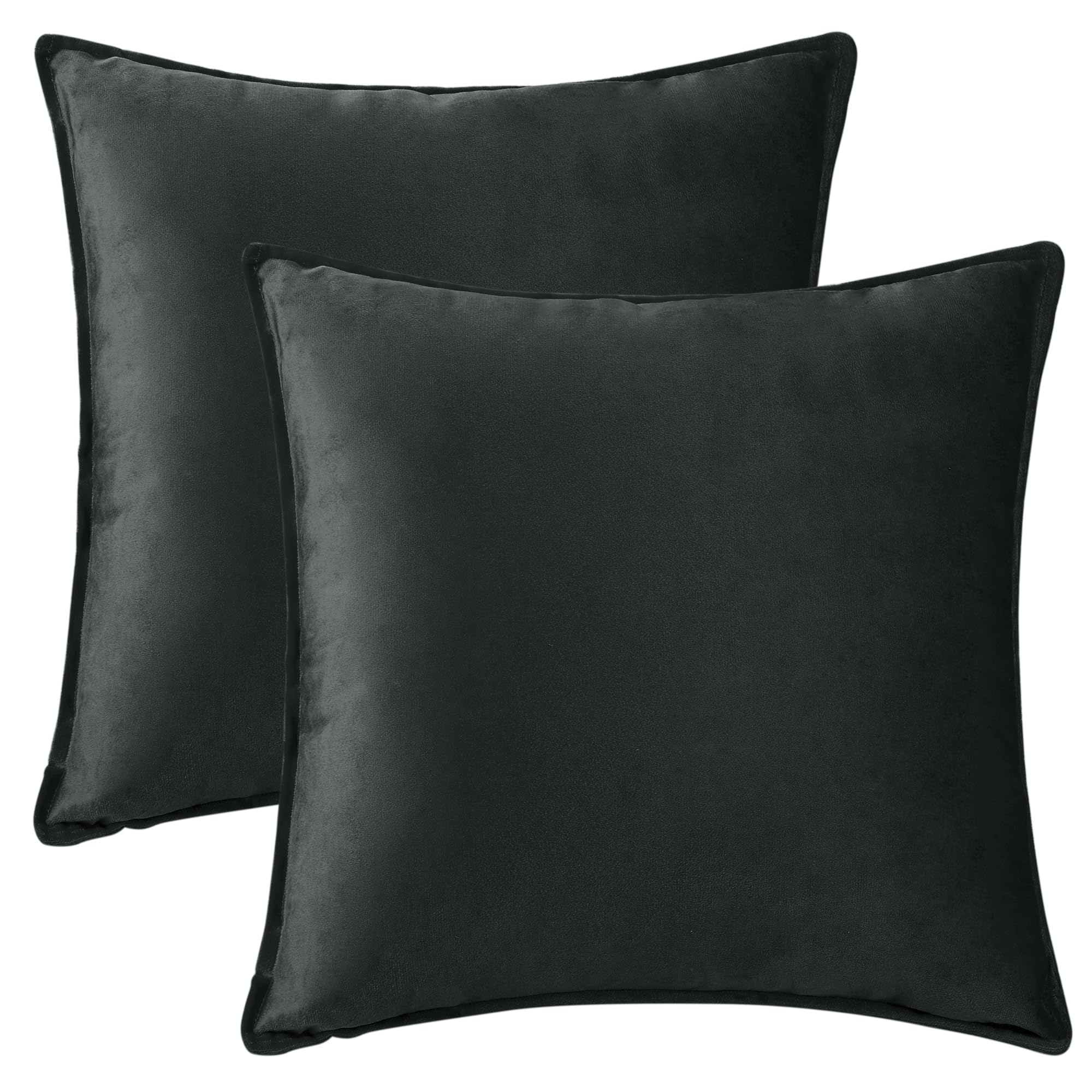 Uxcell Pack of 2 Decorative Velvet Cushion Covers Home Decor Solid Pillow Cover for Couch Sofa Living Room Black 50 x 50 CM