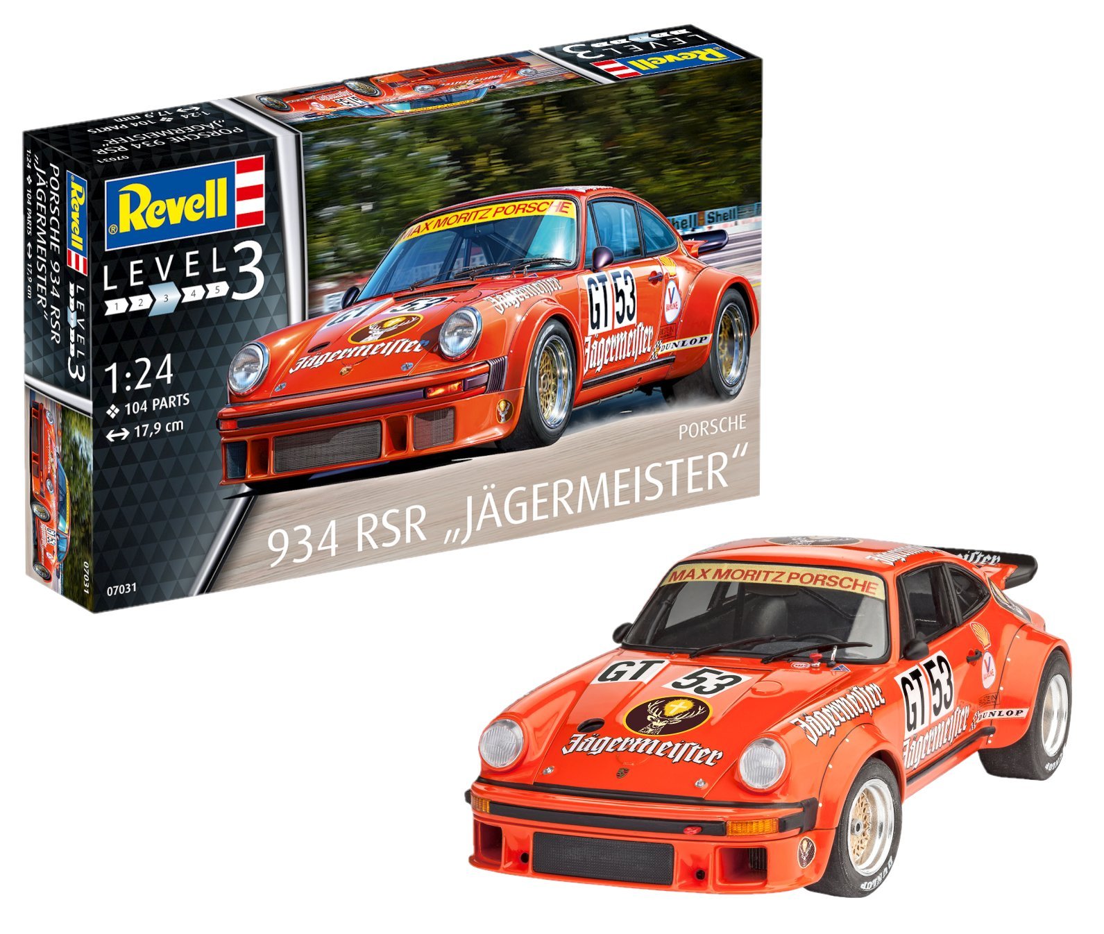 Revell 07031 Porsche 934 RSR "Jägermeister" 1:24 Scale Unbuilt/Unpainted Plastic Model Kit