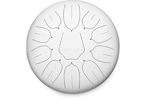 Panda Drum Plus (White) | Steel Tongue Handpan with Music Book, Mallets, Carrying Bag & Finger Picks | 11 inch, 432 Hz | Rain Drum for Inside & Outside | Calming Musical Instrument for Adults & Kids