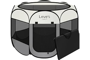 Love's cabin Pet Puppy Dog Playpen, Small Dog Tent Crates Cage Indoor/Outdoor, Portable Playpen for Cat, Foldable Pop Up Dog Kennel Playpen with Carring Case, Removable Zipper Top, Grey