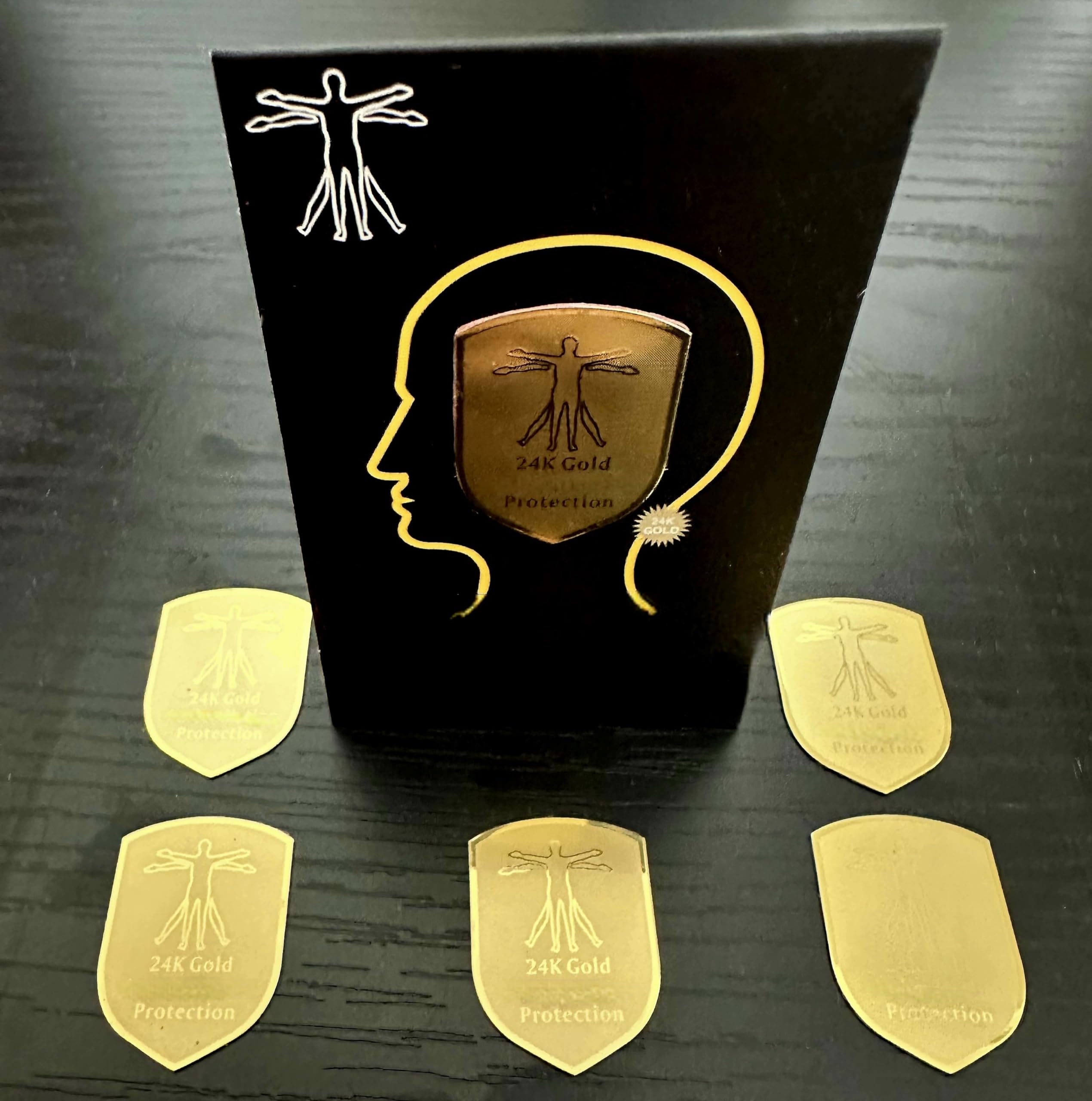 24K Gold Protection Stickers (6-Pack) – Blocking Shield Neutralizers for Phones, Tablets & Electronics – Stylish Wellness Tags for Device Support