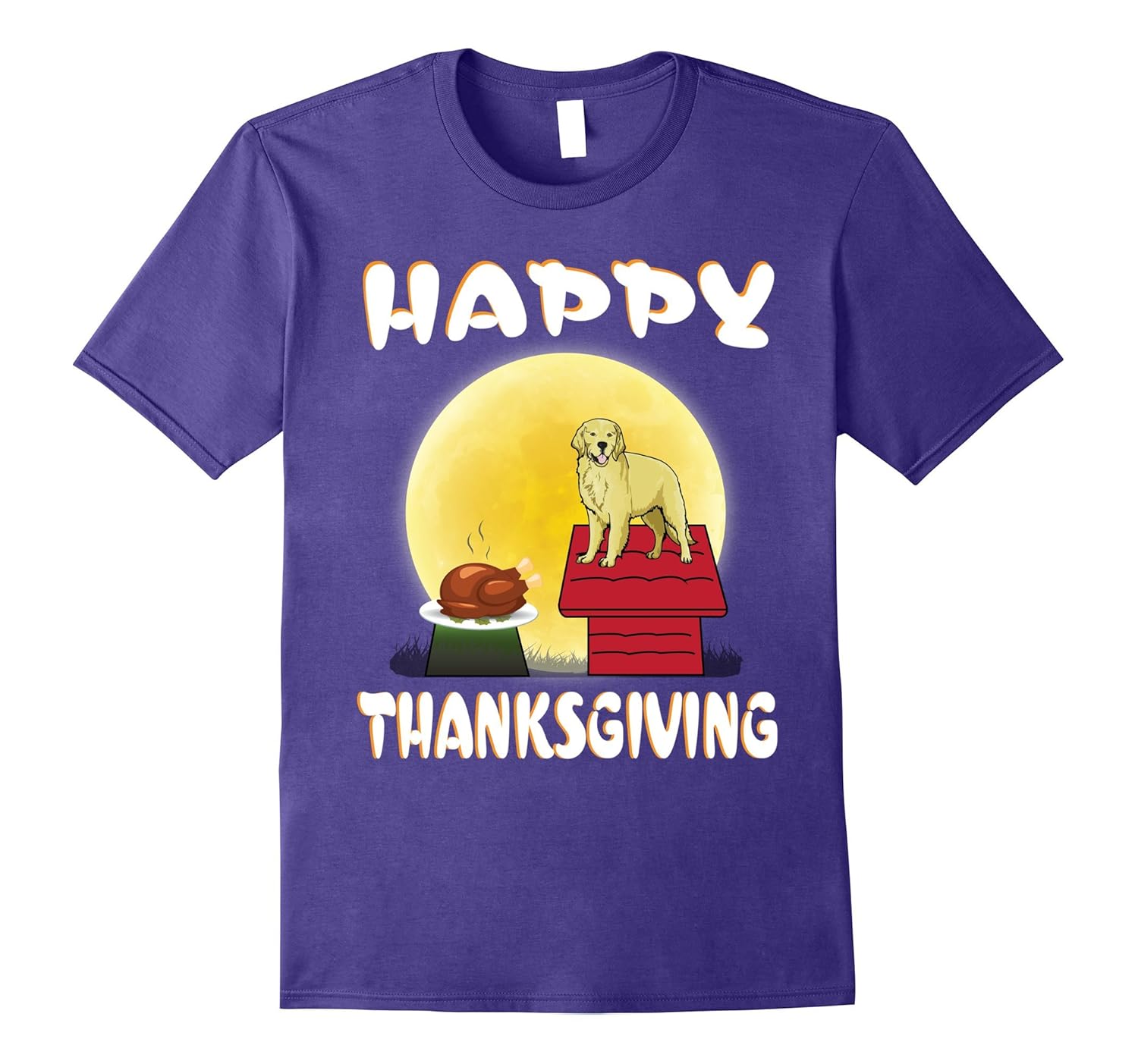 Golden Retriever Dog Costume Happy Thanksgiving Day T-Shirt-ANZ