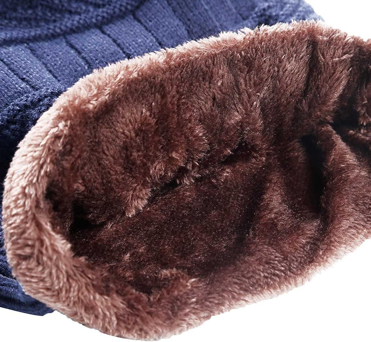 Winter Hat Scarf for Boys Girls Kids (5-14 Years) Slouchy Beanie Windproof Warm Knit Snow HINDAWI Infinity Scarf Skull Cap Navy Blue: Clothing