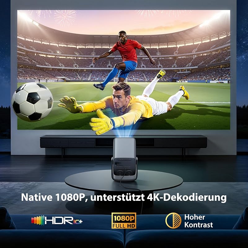 Smart Beamer 1080P HDR10+, 32 GB Speicher【Integrierte Apps】