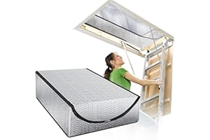 Souroyea Attic Door Insulation Cover, 25" x 54" x 11", Stairs Zipper Door for Attic Ladder Pull Down System, Attic Tent Weatherproofing Shield for Summer Heat, Winter Cold, Moisture and Dust