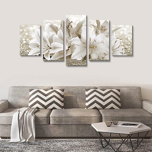 LUDUHU ARTS MODERN FLOWER THEME WALL ART – ABSTRACT ORCHID CANVAS WALL DECOR FLOWER ABSTRACT PAINTING STILL LIFE CANVAS WALL ART FOR HOME DECOR (I,OVERSIZE 40X20INCH)