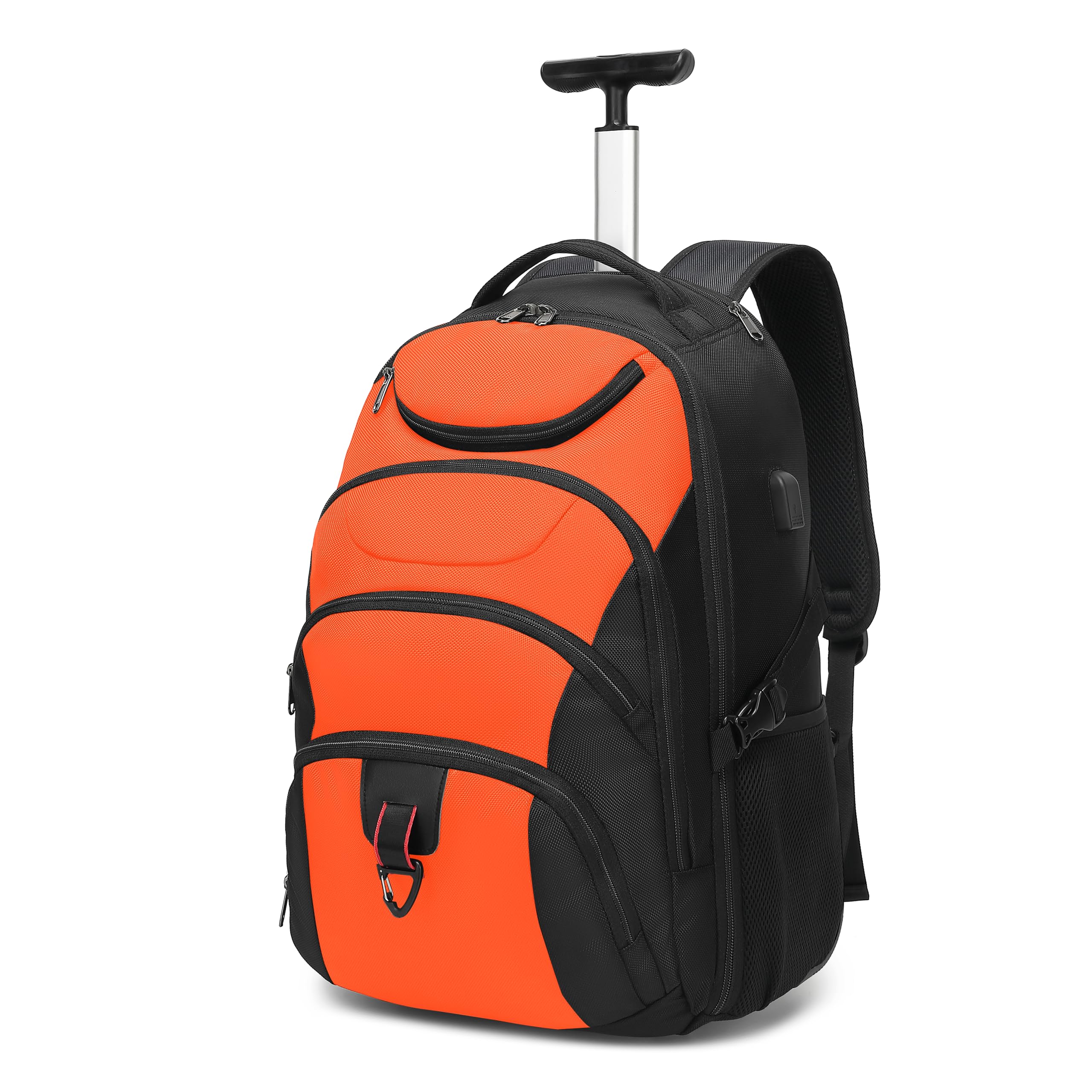 Photo 1 of Boavan Rolling Backpack,17 inch Water Resistant Wheeled Backpack,Carry on Luggage Business Bag, Overnight College Computer bag Trolley Suitcase for Men Women Adults to Travel?Black&Orange