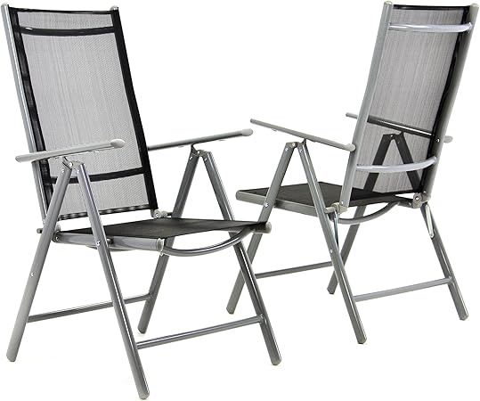 Amazon De Nexos 2 Er Set Stuhl Klappstuhl Gartenstuhl Hochlehner Fur Terrasse Balkon Camping Festival Aus Aluminium Verstellbar Leicht Stabil Schwarz