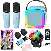 Mini Karaoke Machine with 2 Wireless Microphones for Kids, Portable Karaoke Machine for Kids, Kids Karaoke Machine Toys for Girls Boys Gifts for Home Parties Birthday (Blue)
