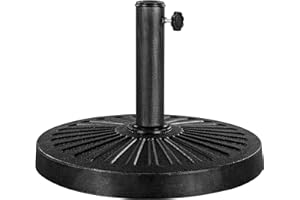 Yaheetech 18'' 30lbs Umbrella Base Outdoor Living Round Antiqued Umbrella Stand Heavy Duty Market Patio Umbrella Base for Garden & Yard?Black