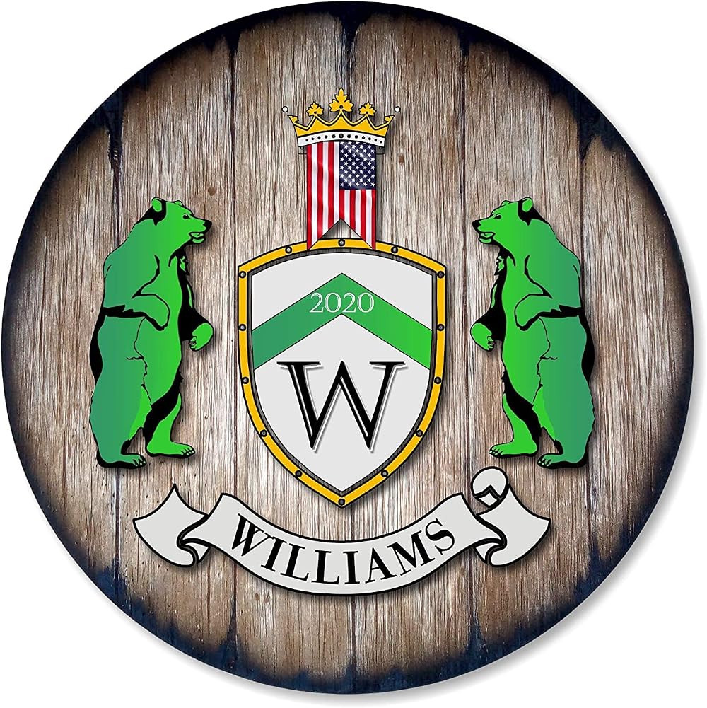 Personalized Family Crest Hand-Painted Rustic Wood Shield Decor
