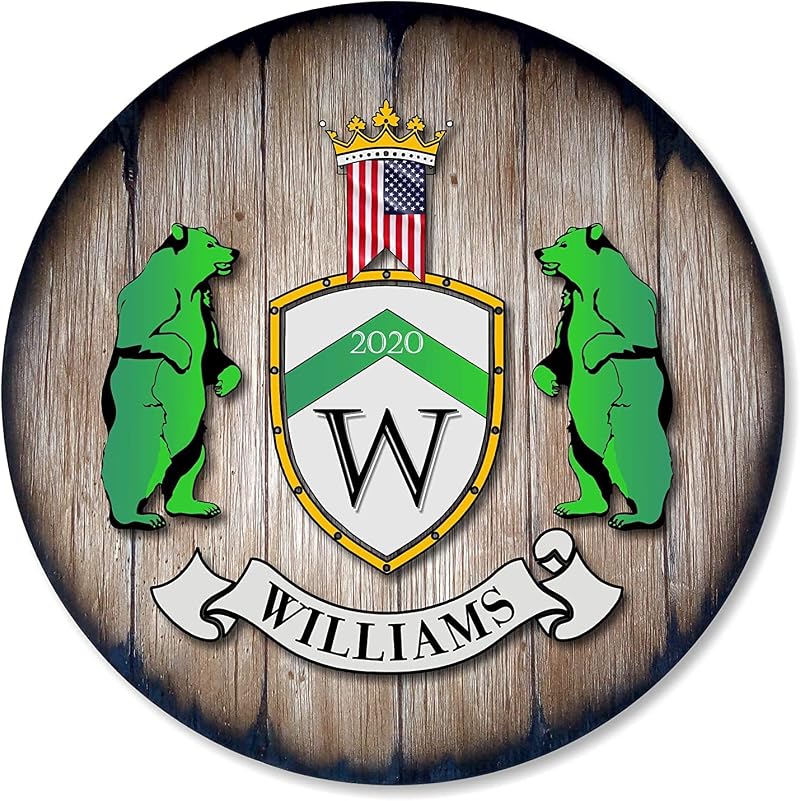 Personalized Family Crest Hand-Painted Rustic Wood Shield Decor