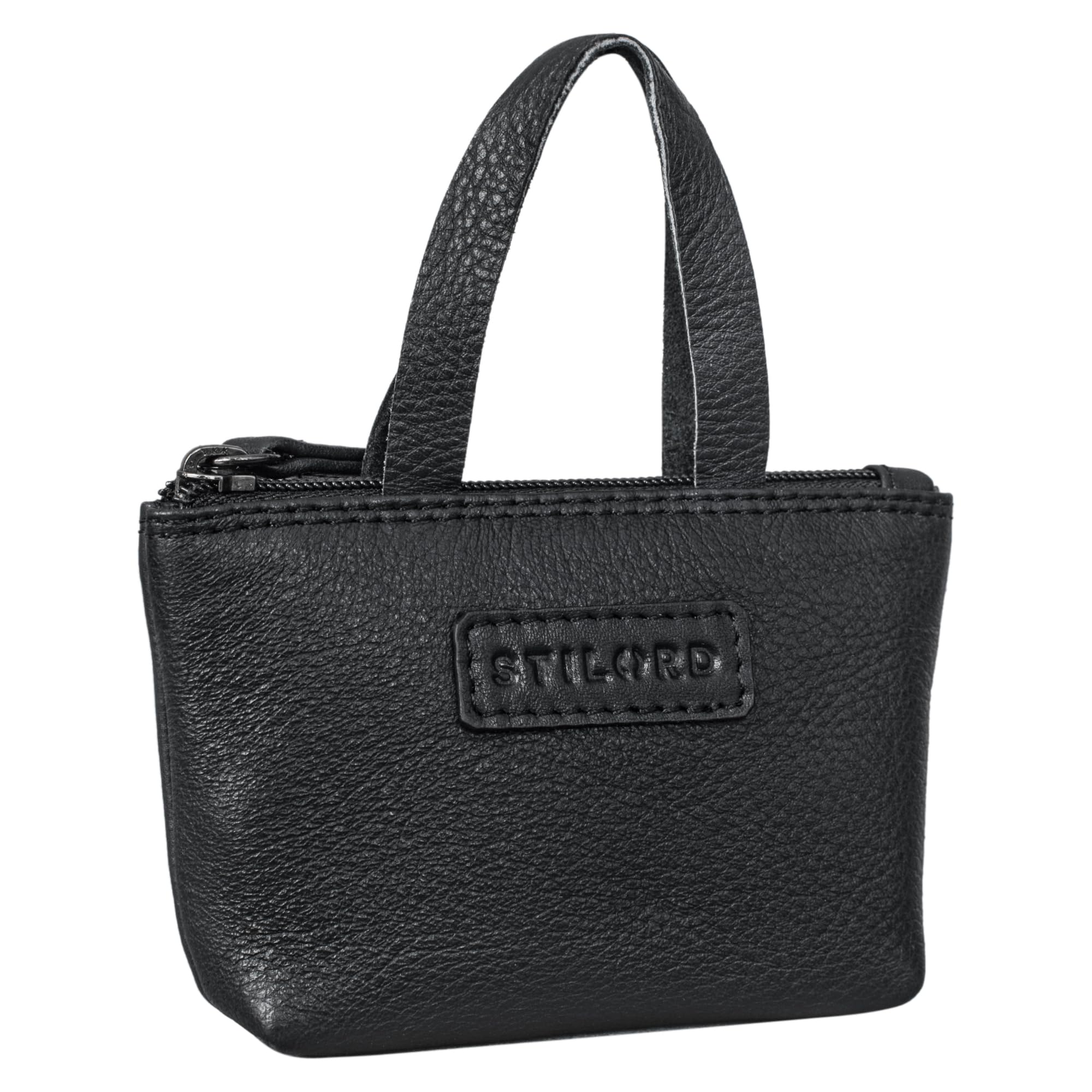 STILORD 'Laura' Mini Key Case Ladies Leather Extra Small Coin Purse Small Wallet Leather RFID Protection and Delivery in Gift Box, Colour:Black