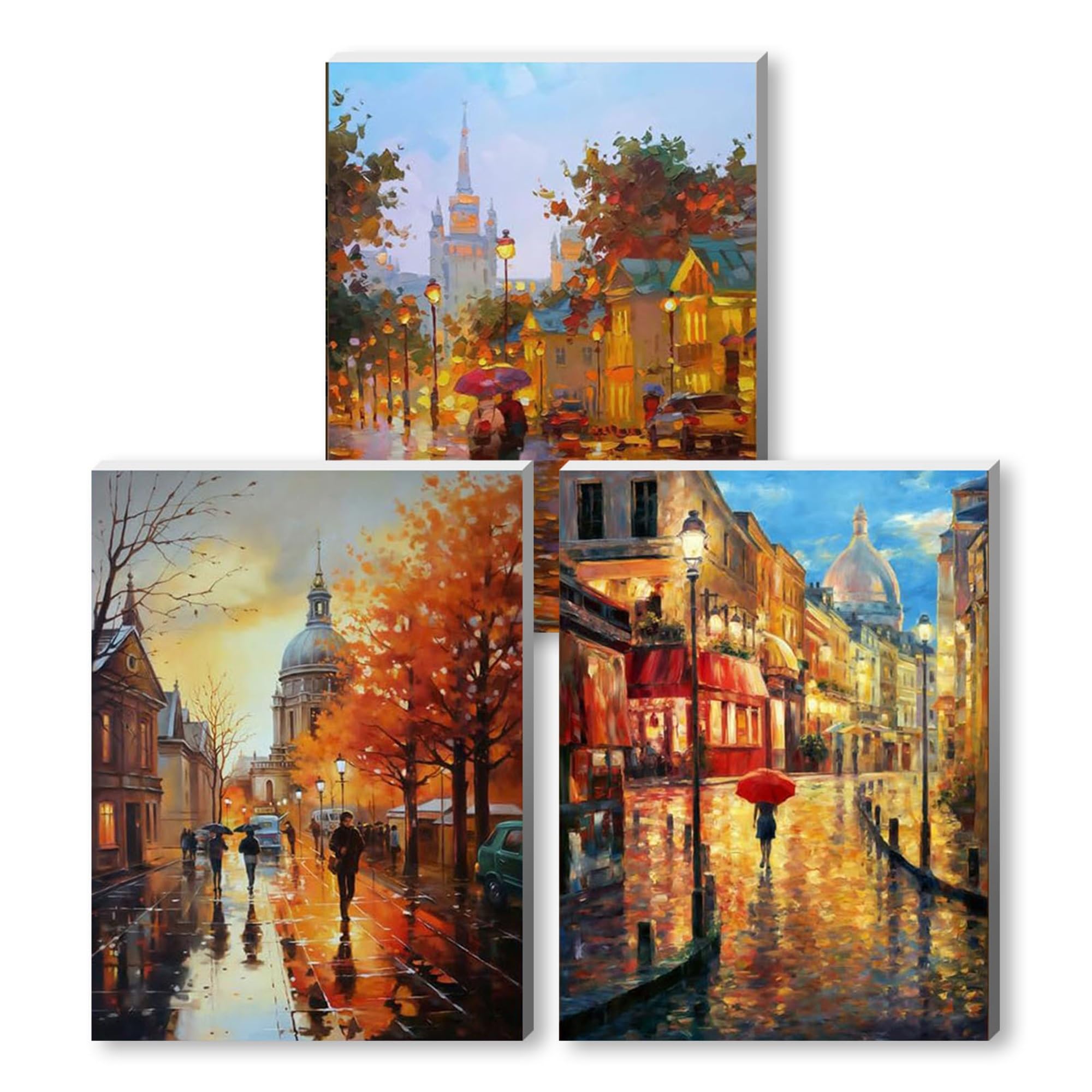 Street DIY Paint by Number for Adults,Paris Eiffel Tower Wooden Framed Painting Kits for Adult,Easy Color by Numbers Acrylic,Small Paint by Number Canvas Crafts Watercolor for Beginner Room Decor