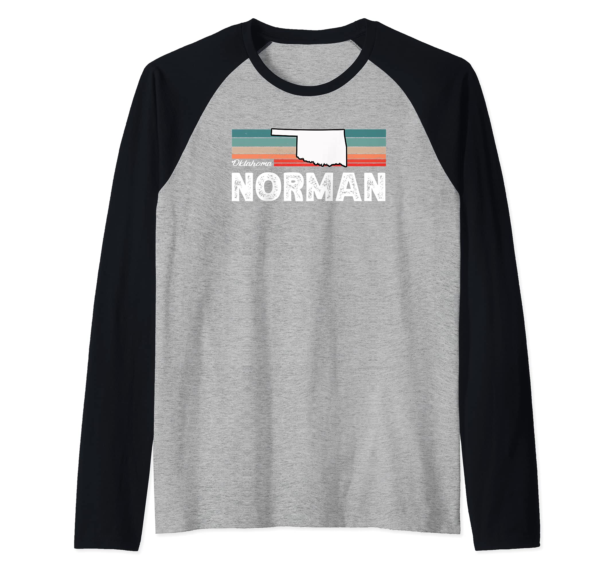 Vintage Retro Norman CA Tourist Native Oklahoma Raglan Baseball Tee