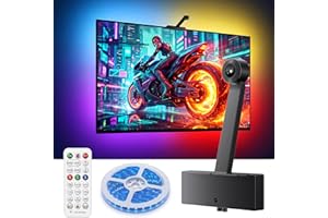 TV Backlight with Camera, 4K Optical Sensor Sync for 55-65 inch TV, Privacy-First Smart LED Strip Lights, Multi-Zone Segmente