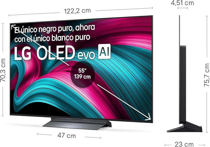 LG OLED55C54LA - TV 55", OLED EVO 4K, Smart TV AI C5, WebOS 25, Super Upscaling, Dolby Vision e Dolby Atmos, AMD FreeSync, Alexa/Google Assistant, Preto