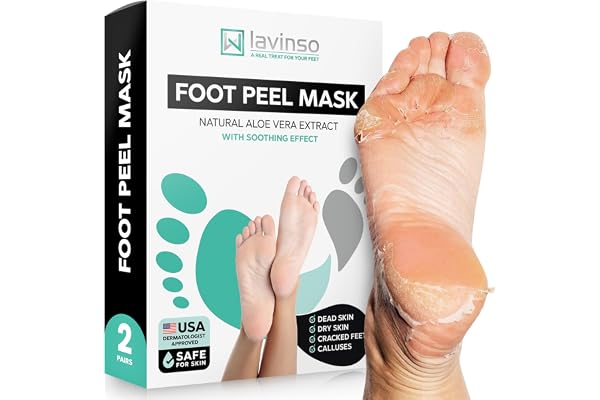 Lavinso Foot Peel Mask for Dry Cracked Feet Ã¢â‚¬â€œ 2 Pack Peeling Mask Removes Dead Skin and Calluses - Exfoliating for Soft Baby Feet, Original Scent