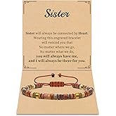 Class of 2025 Gifts Sister Beaded Bracelets for Women Graduation Gift Birthday Gifts for Sister Natural Stone Bracelet Adjustable Christmas Stocking Stuffers for Women