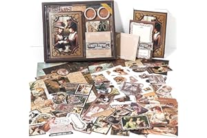Auguro Victorian People Scrapbook Kit A6 Grid Notebook Stationery Junk Journal Kit Vintage Scrapbooking Supplies Craft DIY Gift for Adult Teen Girl Scrapbook Kit