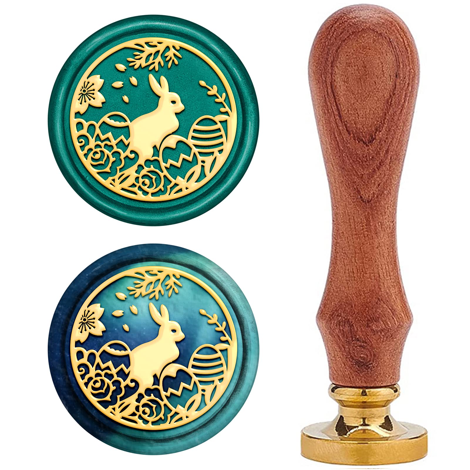CRASPIRE Brass Retro Sealing Wax Stamp, Animal Wax Seal Stamp Rabbit Removable Sealing Brass Stamp Head Wood Handle for Wedding Invitations Gift Packing Cards Letters Envelopes Wine Packages
