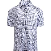 Alex Vando Mens Golf Shirt Moisture Wicking Quick-Dry Print Performance Polo Shirts for Men