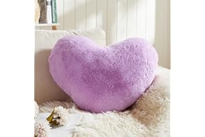 EastTree Heart Pillows, Purple Heart Shaped Pillows, Love Throw Pillows Gifts, Ultra Soft Faux Rabbit Fur Small Cute Pillows, Women Girls Kid Room Decor 10x13 Inch