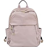 M-ioi-M Medium Backpack Purse for Women, Fashion Nylon Daypack with Gold Hardware, Lightweight Water-Resistant Rucksack for College, Work, Travel, Everyday Use, Fits 13–14" Laptop(Misty Mauve,Medium)
