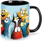 Yrebyou Cat Coffee Mug Novelty Ceramic Coffee Cup with Handle Gifts for Women and Men Microwave Safe for Home or Office 11oz