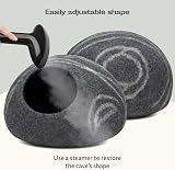 MEOWFIA Cat Cave Premium Felt Bed Merino Wool Dark Grey Large view 5