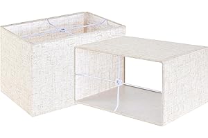 GO&SO GOSO Beige Rectangle Lamp Shades Set of 2 Small, 6.7" x12.6" x8" (Spider) Square Rustic Lamp Shade for Table Lamps Wall Lamp, Rectangular Lampshades Replacement-Framhouse Natural Oatmeal Linen