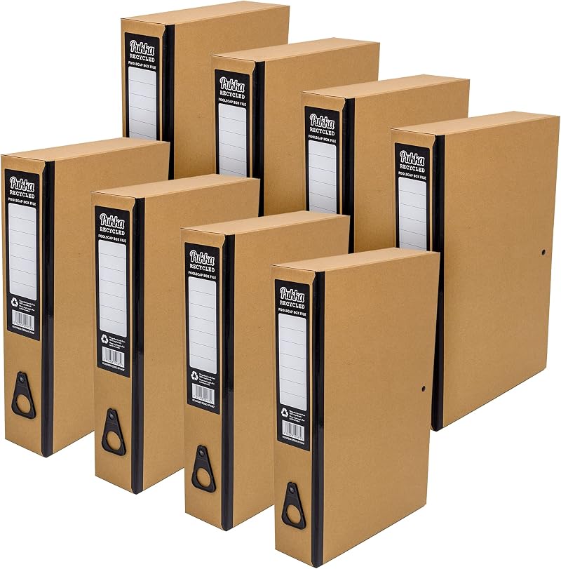 Pukka Pad Recycled Card File Boxes 8 Pack Kraft Spine Labels Thumb Pull