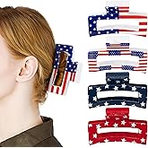 PANTIDE 4Pcs American Flag Hair Claw Clips for Women Girls - Independence Day 4th of July Rectangle Nonslip Clips Red White Blue Star Patriotic Celebrations USA Hair Accessories Small Gifts