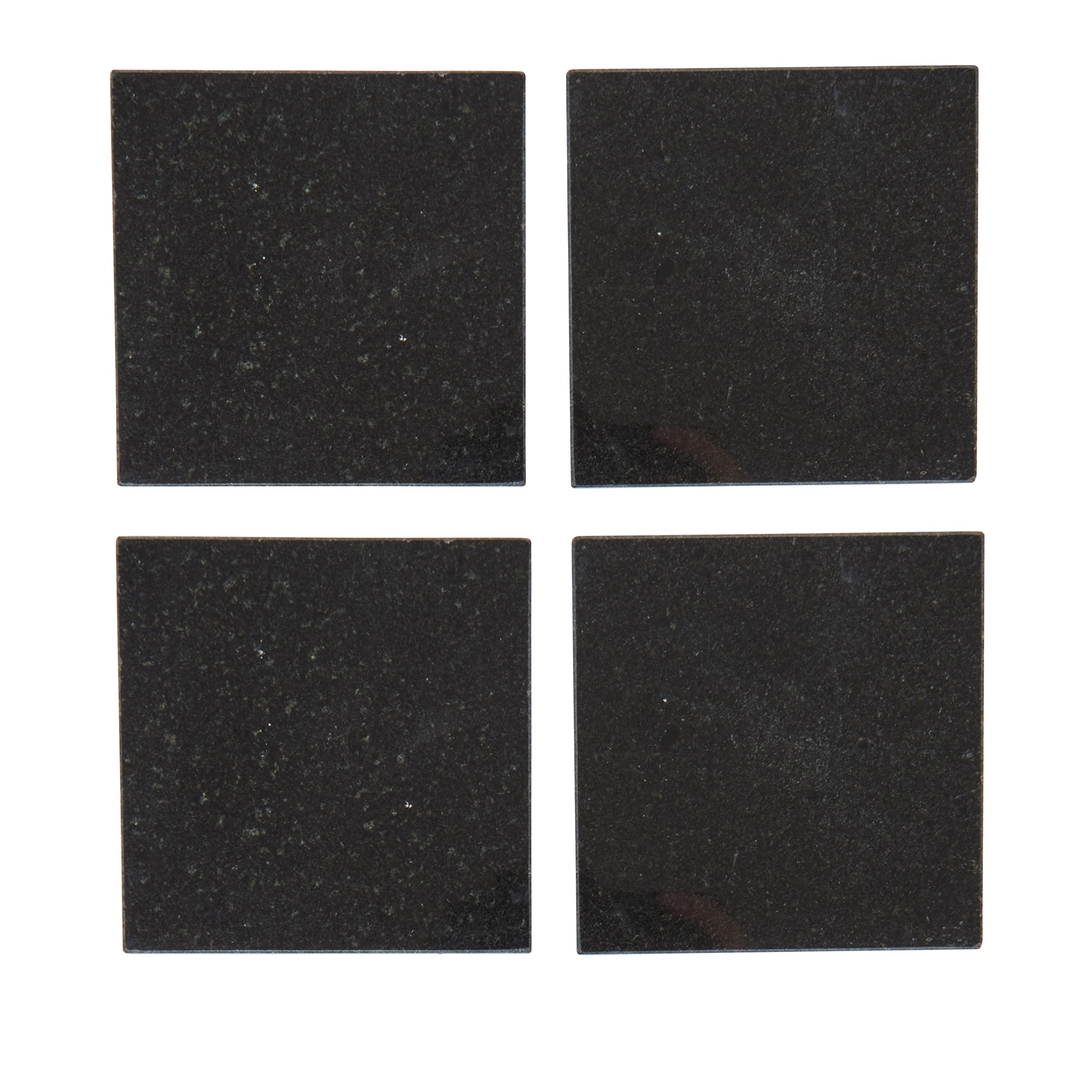Creative Tops Coasters Set of 4, Pure Granite Coasters for Drinks and Dinking with Cork Back Mats, Set of 4, 10cm (4''), Black