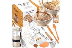 VIMERPA Sourdough Bread Starter Kit, Banneton Proofing Basket with Sourdough Starter Jar for Beginners, Bread Making Kit for 