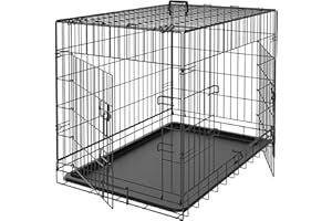 Pet Republic Dog Crates for Large Dogs Folding Metal Wire Dog Gage Double Door 30/36/42Inches Dog Kennel Indoor Outdoor Pet Grates