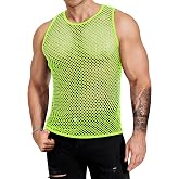COOFANDY Men Casual Tank Tops Mesh Shirt See Through Sleeveless Shirts Muscle Fishnet Fitted Tee Clubwear Summer