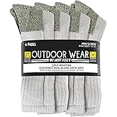 HOT FEET Wool Work Socks for Men & Women, Thick Winter Warm Boot Crew Socks - Stocking Stuffers 4 Pack, Size 4-12.5