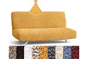 PAULATO BY GA.I.CO. Futon Cover - Armless Couch Cover Sofa Bed Slipcover Without Armrest - Soft Fabric Covers - 1-Piece Form Fit Stretch Futon Protector for Kid Pet - Microfibra - Mango