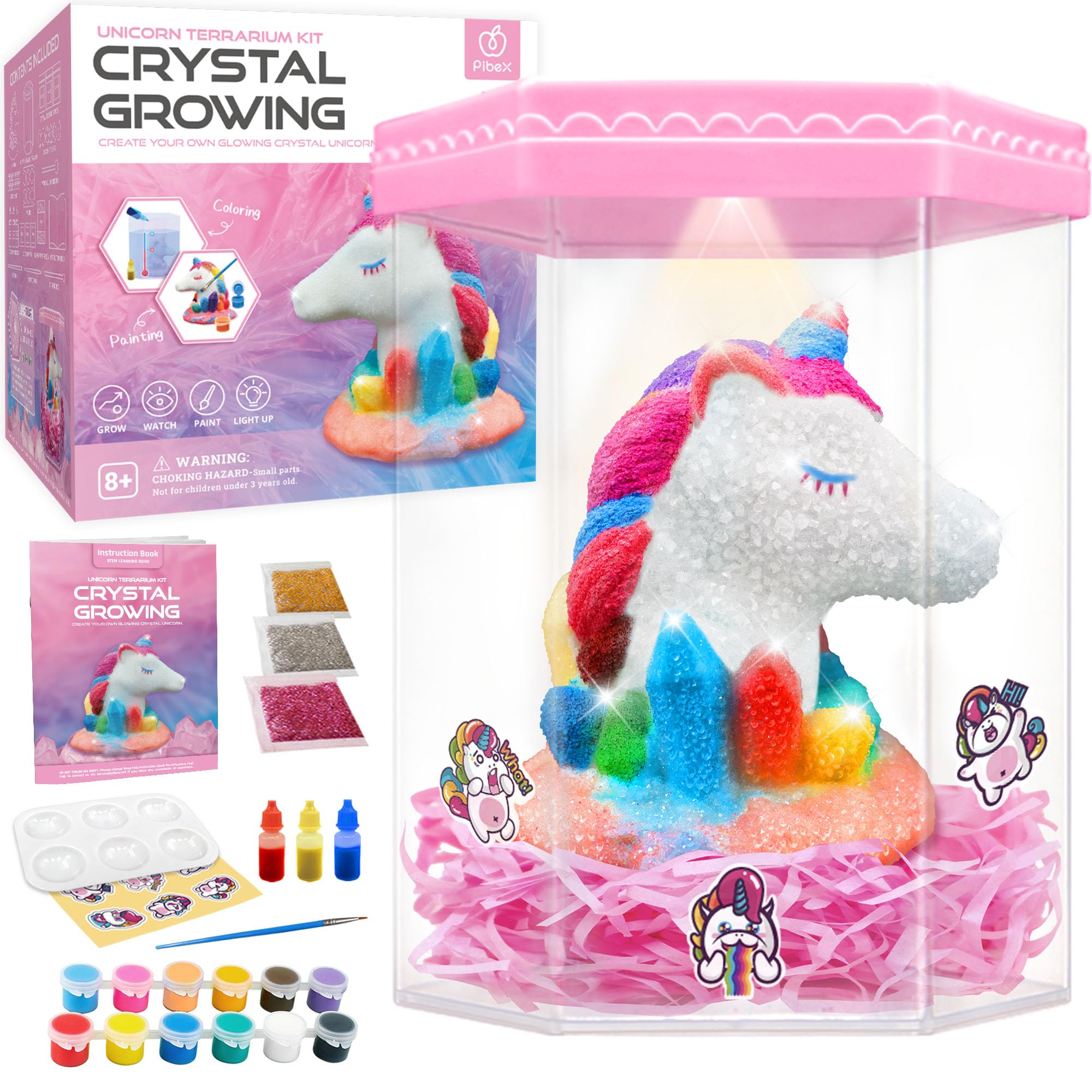 Photo 1 of Light-Up Unicorn Terrarium Kit, Crystal Growing Unicorn, Grow, Paint & Decorate Your Own Animal, DIY STEM Project Science Experiment Arts and Crafts Set, Idea for Girls & Boys Age 6-12+