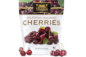 Traina Home Grown California Sun Dried Bing Cherries - Healthy & Non-GMO, Natural Sweet Flavor Fruit No Sugar Added, Perfect Snack In Resealable Pouch (20 Oz)