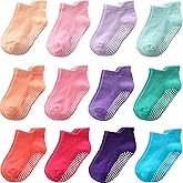 Aroveea Baby Toddle Socks Grip Non Slip Kids Boys Girls Cotton 12 Pack Ankle Cute Newborn Socks