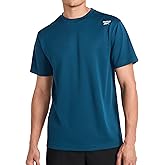 Reebok Mens Small Logo Short Sleeve Crewneck T-Shirt, Standard Fit, Breathable Lightweight Stretch Knit Fabric