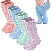 Shyyween 4 Pairs Extra Width Fleece Socks 13-15 Bariatric Socks Hospital Winter Coral Fleece Warm Soft Non Slip Sock for Women Men Hospital Winter Candy Color