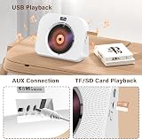 GREADIO Portable CD Player Bluetooth FM Radio HiFi Speaker Desktop USB TF Remote view 7