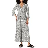 Amazon Essentials Women's Relaxed-Fit Matte Jersey V-Neck Wide-Leg Jumpsuit