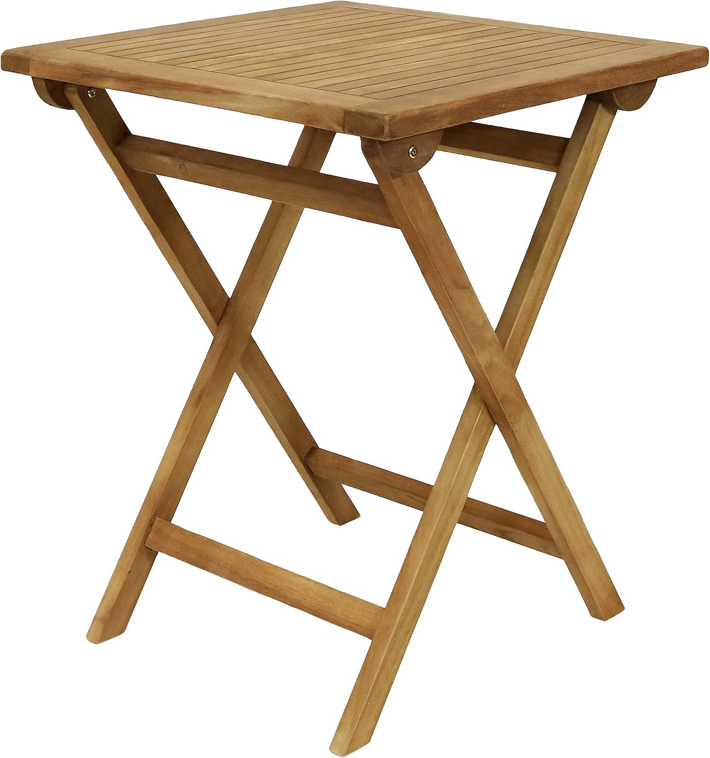 Sunnydaze Square Solid Teak Casual Outdoor Dining Table - 24-Inch - Light Wood Stain Finish - Patio, Deck, Lawn, Garden, Backyard or Terrace Wooden Table: Kitchen & Dining