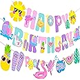 Pool Party Happy Birthday Banner Decorations Summer Pool Party Supplies Pool Party Garland Decorations for Summer Beach Pool Hawaii Luau Birthday Party Supplies Wall Backdrop Decor