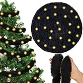Jutom 50 Ft Christmas Tree Decoration Fur Garland Christmas Ornament LED Lighted Black Faux Ribbon Trim Artificial Furry Roll Garland for Xmas Holiday Winter Indoor and Outdoor Decoration
