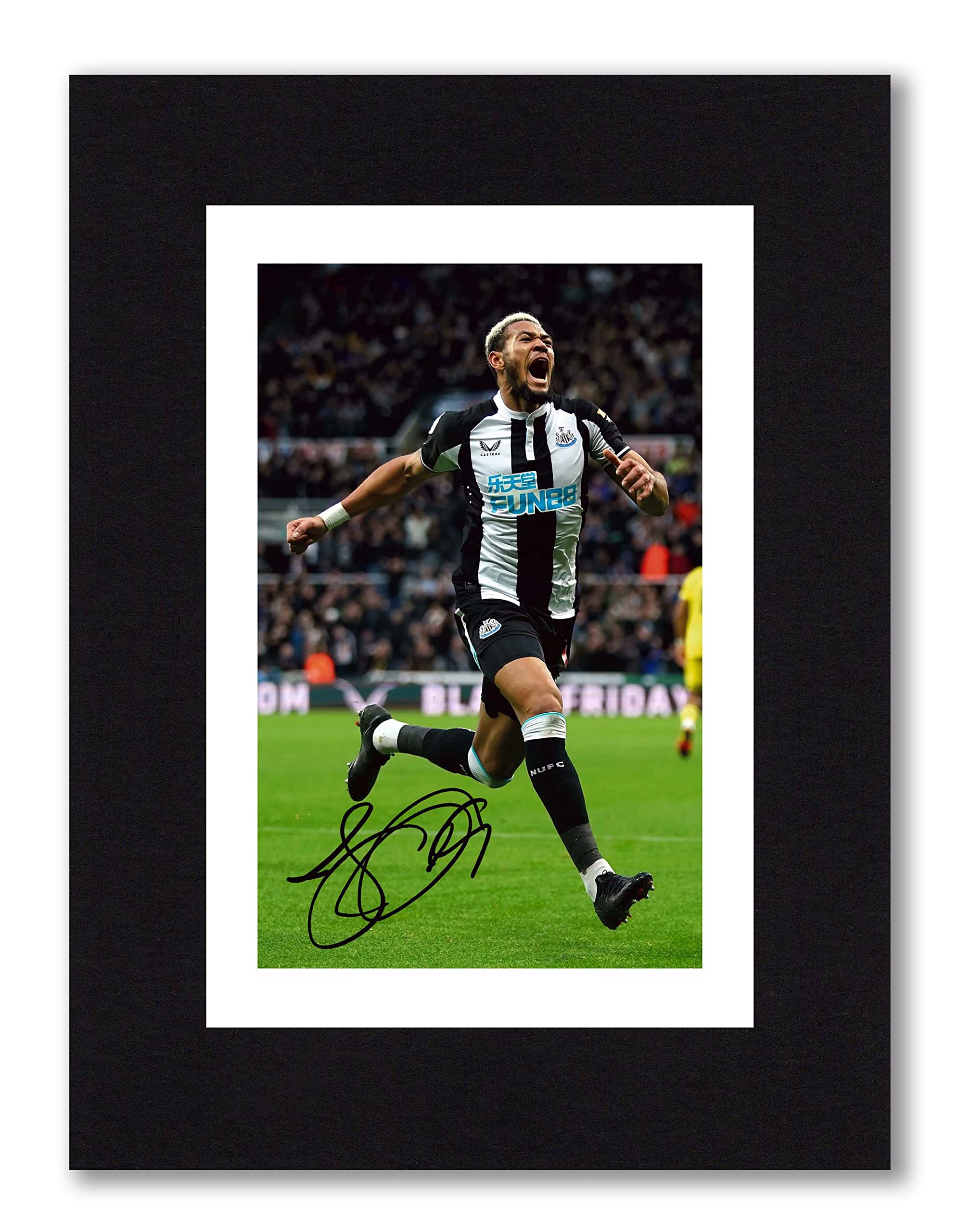 JOELINTON Celebration Signed 8x6 Inch Mounted Photo Print - Pre Printed Signature NEWCASTLE UNITED - Autograph Gift, Ready To Be Framed